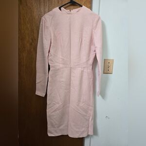 Elegant Pink Long-Sleeve Women’s Dress